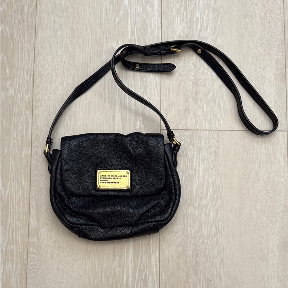 Marc Jacobs Black Crossbody Bag with Gold Hardware